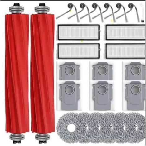 26 accessoires de rechange pour aspirateur robot laveur Roborock QV 35A / QV 35S / QR 798 / QR 598 : 6 sacs à poussière, 6 serpillères, 6 brosses latérales, 4 filtres HEPA et 2 brosses princi (1/5)