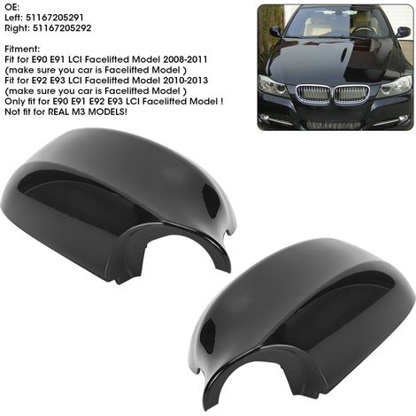 E90 E91 08-11 E92 E93 10-13 LCI Fahrzeugmodifikation Spiegelgehäuse/Abdeckungen 51167205291, 51167205292, paarweise verkauft. (1/5)