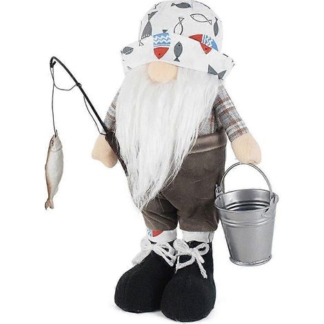 Figurine de gnome pêcheur d'été, nain pêcheur, décoration de jardin et de cuisine