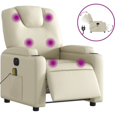 Maison Exclusive - Sillón de masaje reclinable eléctrico cuero si