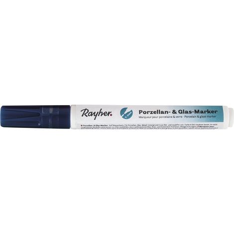 Marqueur pour verre et porcelaine, bleu nuit, 1 pce., pointe ronde interchangeable 1-2mm, séchage rapide, base aqueuse, arts créatifs-38709387 (1/2)