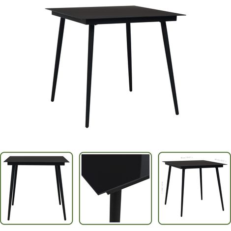 Table extérieure - Table à dîner de jardin Noir 80x80x74 cm Acier et verre (1/5)