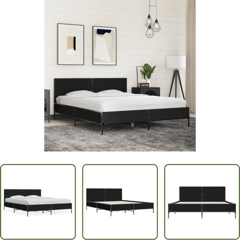 vidaXL Metall Bettgestell - Bettgestell Schwarz 160x200 cm Holzwerkstoff und Metall (1/5)