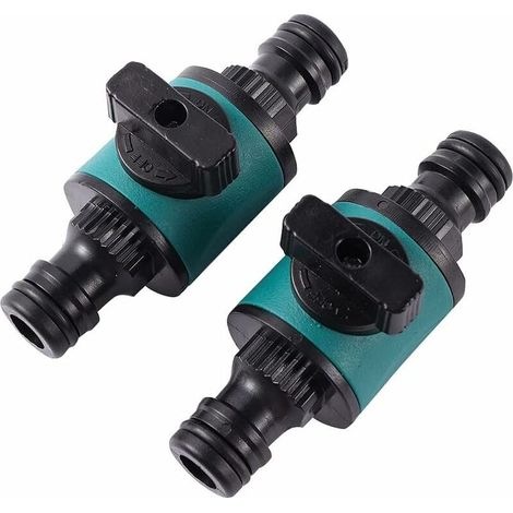 conectores rápidos de 16 mm para manguera de jardín con válvula de cierre de 2 vías. (1/5)