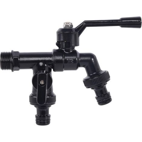 Robinet de Jardin Antigel Double Sortie, Robinet Extérieur Résistant au Gel pour Tuyau d'Arrosage et Machine à Laver (1/4)