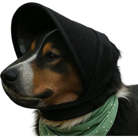 Filet de tête pour chien respirant et réglable - Protection de la tête en maille pour chiens en plein air - Pour les races de petite et moyenne taille, chiots, voyages, extérieur, camping (noir, XL) (1/5)