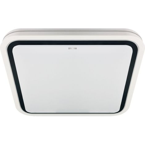Deckenlampe Metall LED 50,5 cm breit Weiß Schwarz quadratisch neutralweißes Licht 4100 K 3050 lm