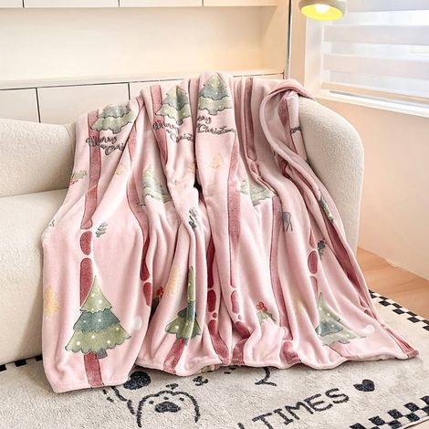 Couverture En Fleece - Velours De Lait - Design Renne Flocon De Neige - Taille Queen - Microfibre 100 - Usage Multifonction - 300 À 350 G M² (1/5)