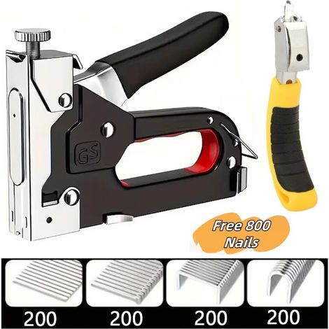 Agrafeuse Manuelle 4-en-1 avec 800 Agrafes et Arrache-Agrafes – Pour Bricolage, Artisanat et Décoration Bois (1/5)