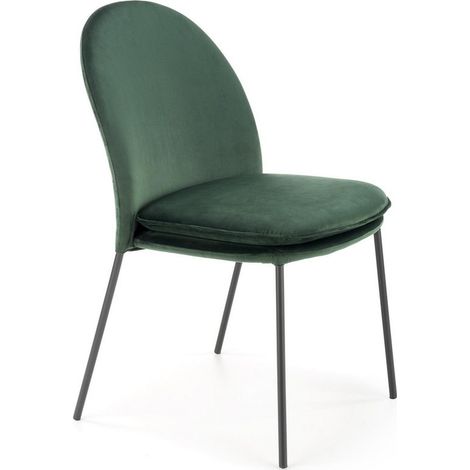 Chaise en velours vert avec fins pieds en métal noir MEET (1/5)