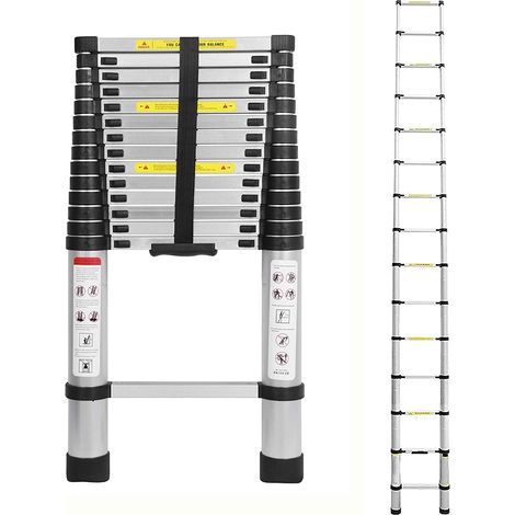 Aluminums Telescoping Ladder, Portable Telescopic Extension 4.4M Tall Multi Purpose Loft Ladder, Folding Retractable Library Ladder with Adjustable Step for Roof Work, Window Cleaning, Indoor Decorati (1/5)