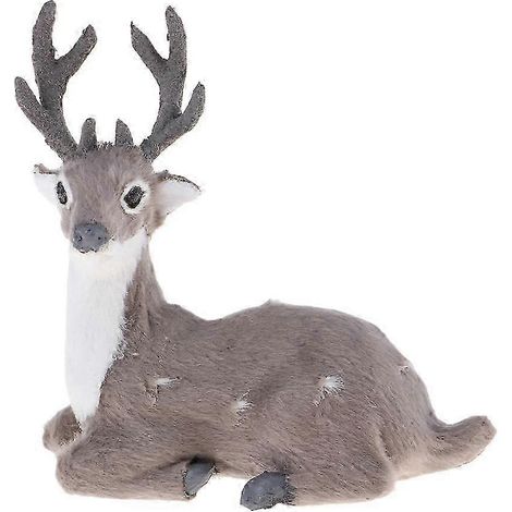 Renne de Noël en peluche simulant un élan, modèle jouet marron clair femelle sur pied-Grey Male Sitting (1/5)