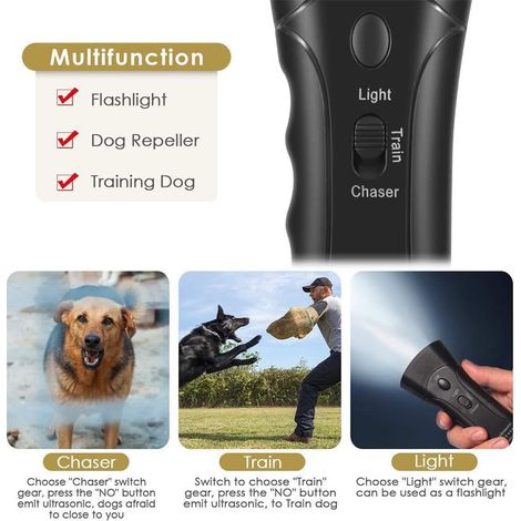 Bouchon d'aboiement pour chien de compagnie, entraîneur d'arrêt d'aboiement, LED à ultrasons, pas de batterie, noir-1pc (1/3)