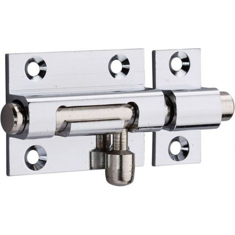 Targette, laiton chromé, pêne Ø 8mm, 40x30mm - (1/3)