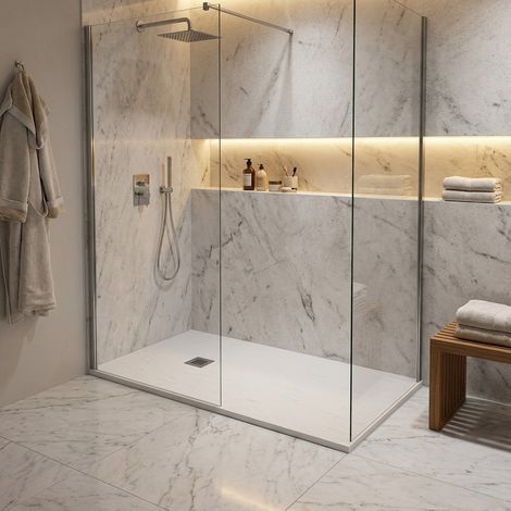 Piatto doccia in resina colore bianco 80x100 cm con griglia e piletta – Showey