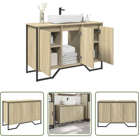 vidaXL Armoire lavabo de salle de bain chêne sonoma 91x35x60 cm (1/5)