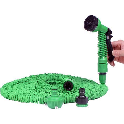 Tuyau arrosage - Tuyau d'arrosage Extensible 15m avec 7 Fonctions Pistolet - Tuyau Flexible et rétractable Jardinage pelouse Plante Fleur (1/5)