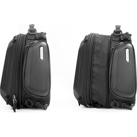 Borsa posteriore espandibile per moto, da 12 a 18 litri, di grande capacità, ideale per riporre attrezzi posteriori durante la guida. (1/4)