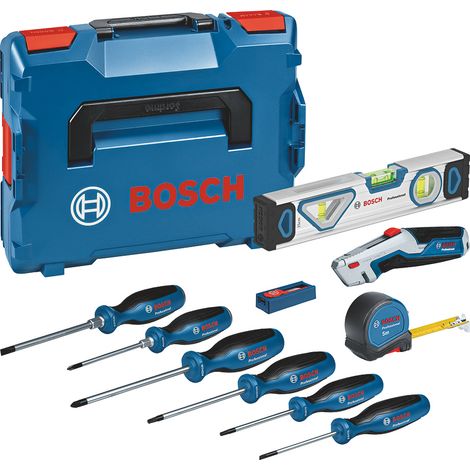 Bosch Handwerkzeug Set Schraubendreher Teppichmesser Wasserwaage Boxx 0615990N2R (1/10)