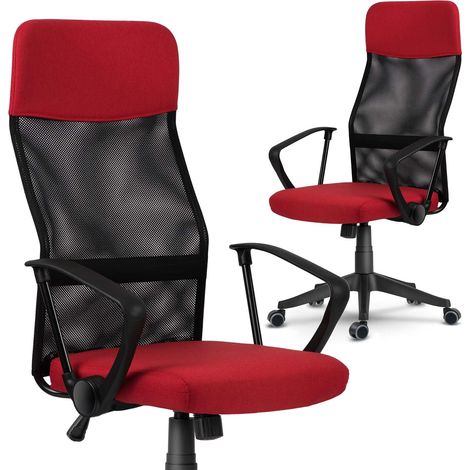 Sedia da ufficio Sofotel Sydney in microrete, rossa e nera (1/5)