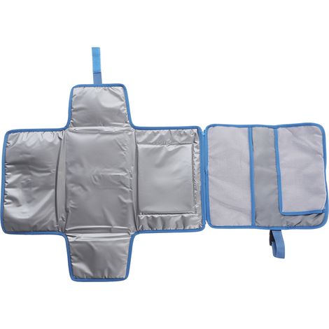Tapis à langer imperméable pliable et portable pour bébé, avec sangles de suspension, bleu (1/5)