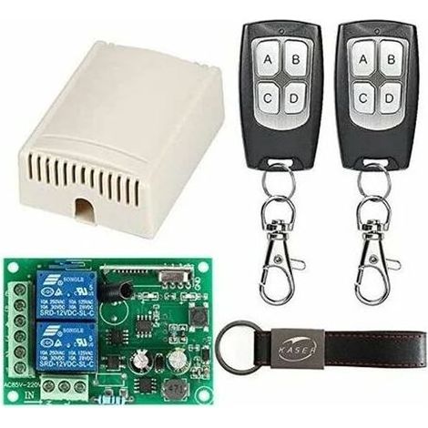 433,92 MHz Funkempfänger – 2 Kanäle – Für Garagentore, Rollläden und Beleuchtung – 10 A – 220 V Wechselstrom – Inklusive 2 Fernbedienungen (1/5)