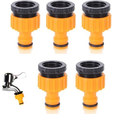Adattatori per rubinetto, connettori filettati 2 in 1 per tubo da giardino da 3/4" e 1/2", confezione da 5 (1/5)