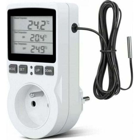 Prise programmable -Prise Thermostat, Prise Minuteur Digital, Prise Programmable Digitale avec Sonde, Minuterie Numérique Programmable, Prise Thermostat chauffage pour Serre, Aquarium (1/4)