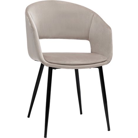 Design-Stuhl aus taupefarbenem Samt mit Füßen aus schwarzem Metall PRISMA