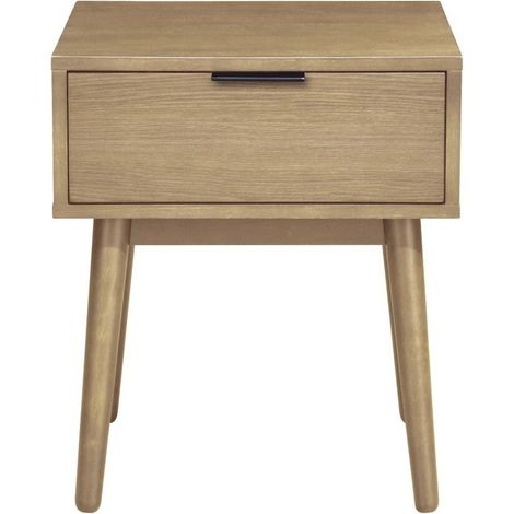 Mesilla de noche Houston 971, Luminoso madera, Número de cajones: 1, Número de puertas: 0, 53x45x40cm, MDF, Chapa de madera natural