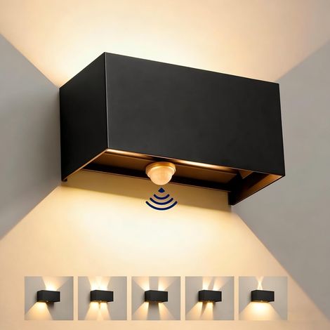 24W Outdoor Wall Light with Motion Detector, 3000K, 2400LM, IP66  LED Aluminium Indoor Wall Light, Adjustable Beam Angle for Patio, Entrance, Garden, Garage, Warm White (1/5)