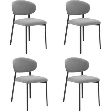 Lot de 4 chaises scandinaves modernes – Assise rembourrée en polyester – Piètement en métal noir – Pour salle à manger, salon, cuisine (1/5)