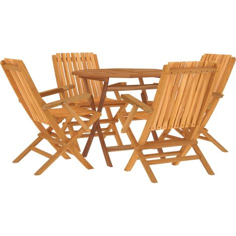 Set da pranzo per mobili da giardino mobili da esterno 5 pezzi in legno massello di teak 020014304