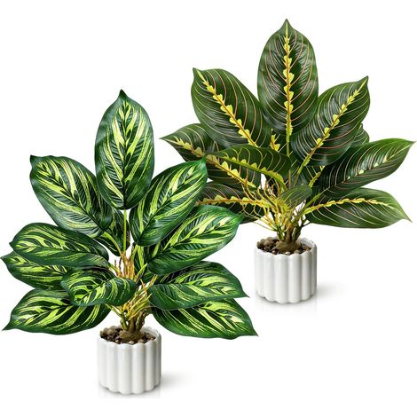 2 Pièces Plantes Artificielles Interieur, Fausse Plante Interieur pour Decoration Chambre Maison, Petite Plante Artificielle, pour Deco Salle de Bain, Décoration Cuisine, Salon, Cuisine, WC, Bureau (1/5)