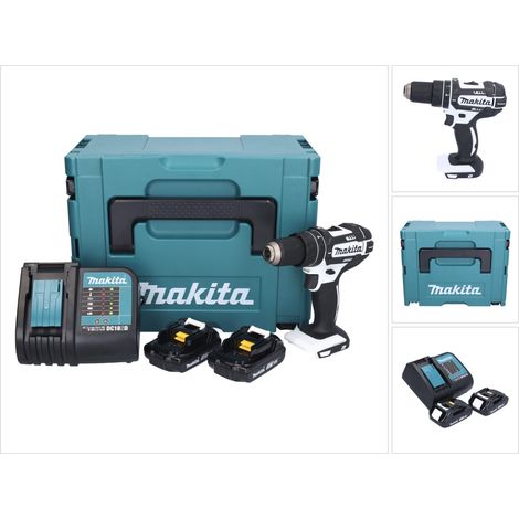 Makita DHP 482 SYJW Akku Schlagbohrschrauber 18 V 62 Nm Weiß + 2x Akku 1,5 Ah + Ladegerät + Makpac (1/5)