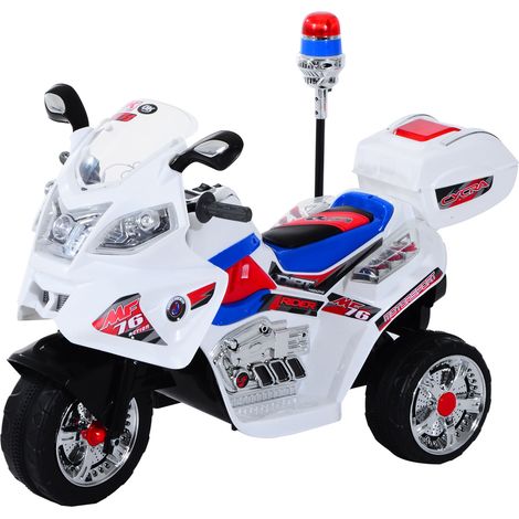 HOMCOM Moto Elettrica per Bambini a 3 Ruote Velocità 3km/h Sirena Luci e Suoni