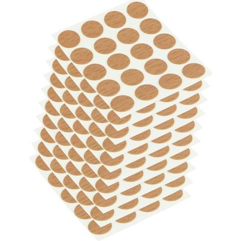 Caches-vis adhésifs - Lot de 200 - Hêtre PVC Ø13mm - Dissimule trous et rayures - Pour meubles et bois - Couleur hêtre naturel (1/5)