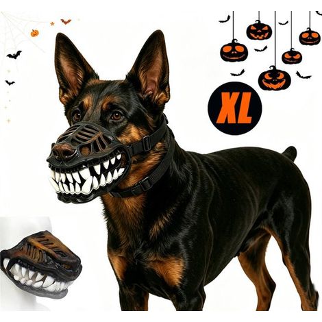 Muselière de costume pour chien XL – Muselière avec dents effrayantes pour déguisement Halloween – Tour de museau 35 cm – Accessoire pour grands chiens et carnaval (1/5)