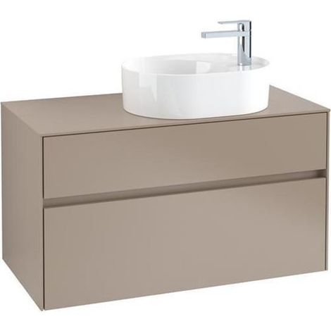 Villeroy &amp Boch Collaro Meuble pour lavabo 1000x548x500 mm, 2 tiroirs, pour lavabo à droite, C056L0, Coloris: Façade/carcasse : Blanc brillant, poignée : Blanc mat - C056L0DH