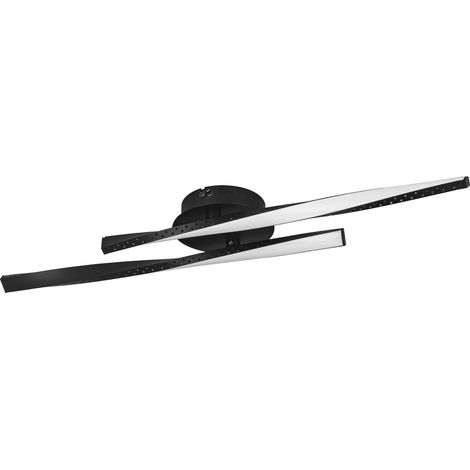 EGLO LED Deckenleuchte Adeje, minimalistische Deckenlampe aus Metall in schwarz und Kunststoff in weiß, Lampe Decke für Wohnzimmer, Schlafzimmer und Flur, warmweiß, 59 x 10 cm