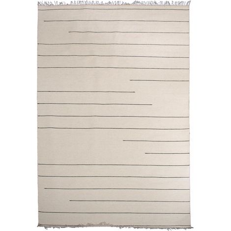 Tapis salon et chambre en laine 200x300 beige rectangle fait main motif simple NIMBUS