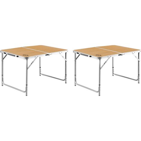 Lot de 2 tables de camping pliables 6 places - O'Camp - Forme valise - 120 x 70 x 60 cm (1/4)