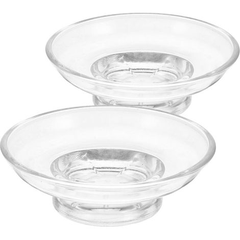 2er-Set Seifenschalen aus transparentem Glas, 4,25 x 4,25 x 1,38 cm, für Waschbecken, Badezimmer, Dusche, Badewanne, Geschirr (1/5)