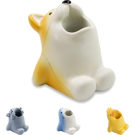 Porte-stylo en résine amusant, support de brosse à dents simple pour mini animal, rangement créatif pour organisateur de salle de bain (chien) (1/5)