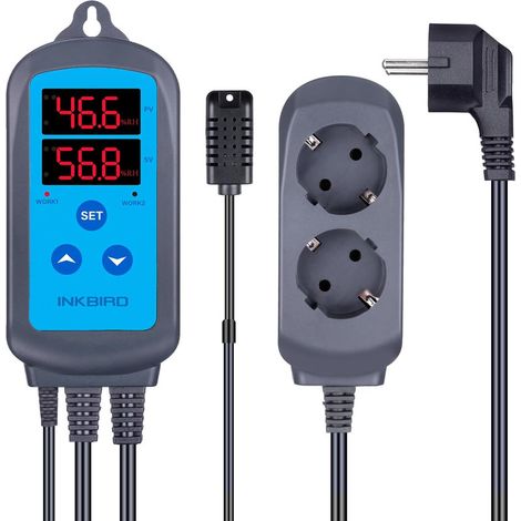 Regulateur de Temperature,,Prise thermostat Numérique Avec Sonde,Contrôleur Humidité Par App,Reptile Terrarium INKBIRD IHC-200