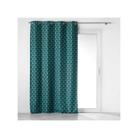 Rideau a oeillets 135 x 260 cm 100% occultant/microfibre imp. surya Bleu (1/3)