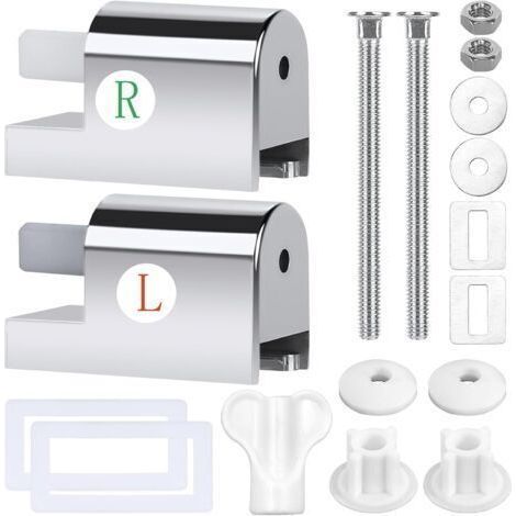Fixations pour abattant WC, lot de 11 charnières pour abattant WC, charnières à chute lente, blanc (1/5)