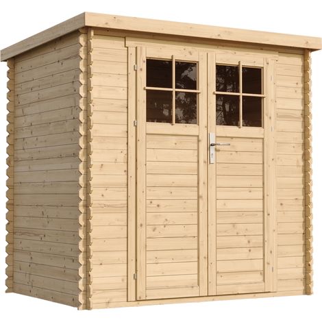 TIMBELA M311F+M311G Casetta da Giardino in Legno per Esterni con porta con serratura di alta qualità- H200 x 204 x 142 cm - Piccola Casetta in Legno, Rimessa Attrezzi, Deposito Bici (1/5)
