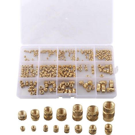 Assortiment de 300 inserts filetés en laiton pour plastique, écrous (1/5)