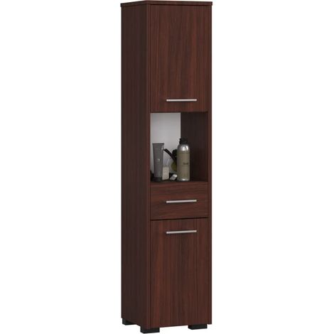 Colonne salle de bain, 2 portes, 1 tiroir, 140 × 30 × 30 cm, wengé (1/4)